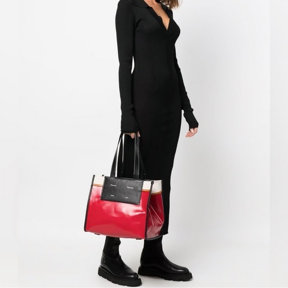 Proenza Schouler White Label Morris Large Coated Canvas Tote In Red - Picture 1 of 11